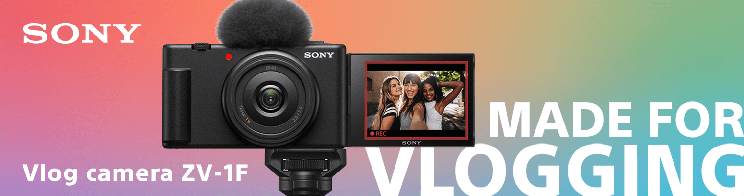 Sony ZV-1F Kamera Banner mit Made for Vlogging